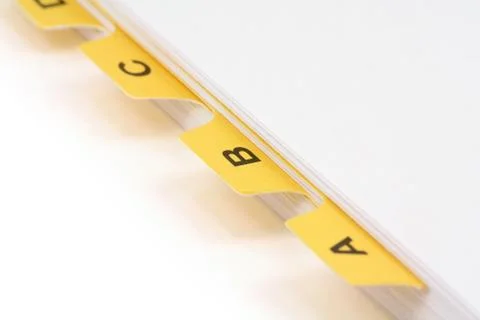 Yellow file divider 스톡 사진