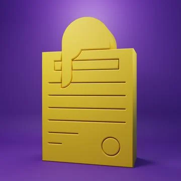 Yellow File document and paper clip icon isolated on purple background. Che.. Foto stock