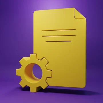 Yellow File document icon isolated on purple background. Adjusting, service.. Stock Illustration