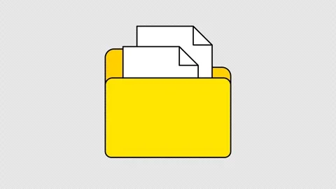 Yellow file folder animation with documents moving up and down Stock Footage 333670134