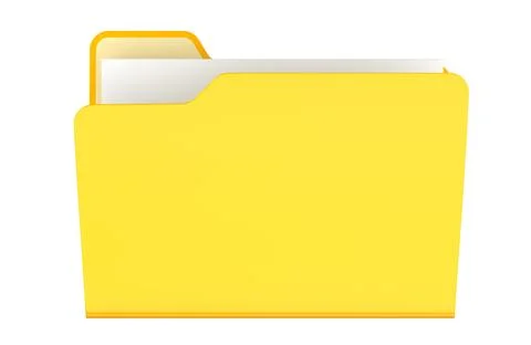 Yellow file folder with documents. 3D rendering Stock Illustration