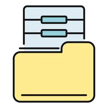 Yellow file folder holding important documents icon Stock Illustration