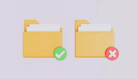 Yellow file folder icon with business documents 3d illustration Stockillustratie