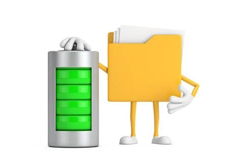 Yellow File Folder Icon Cartoon Person Character Mascot with Abstract Charg.. 库存插图