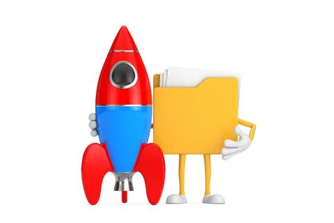 Yellow File Folder Icon Cartoon Person Character Mascot with Cartoon Toy Ro.. Stock-Illustration