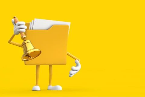Yellow File Folder Icon Cartoon Person Character Mascot with Vintage Golden.. Stock Illustration