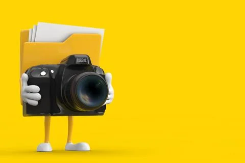 Yellow File Folder Icon Cartoon Person Character Mascot with Modern Digital.. 스톡 일러스트