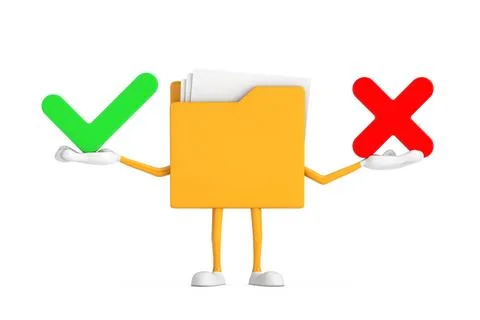 Yellow File Folder Icon Cartoon Person Character Mascot with Red Cross and .. Stock Illustration