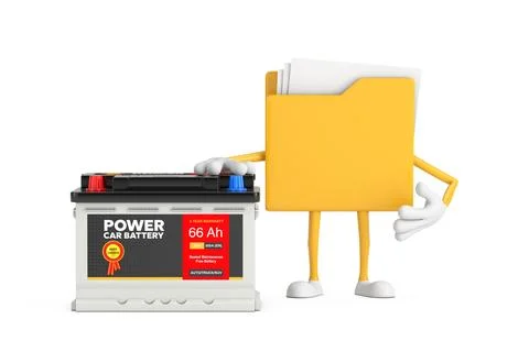 Yellow File Folder Icon Cartoon Person Character Mascot and Rechargeable Ca.. Stockillustratie