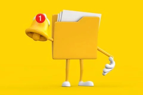 Yellow File Folder Icon Cartoon Person Character Mascot witn Cartoon Social.. Illustrazione stock