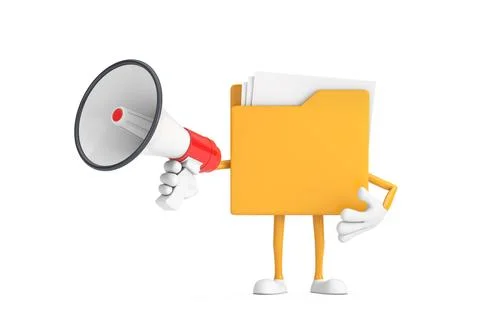 Yellow File Folder Icon Cartoon Person Character Mascot with Red Retro Mega.. Stockillustratie