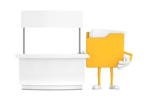 Yellow File Folder Icon Cartoon Person Character Mascot near Blank Promotio.. Stock Illustration