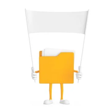 Yellow File Folder Icon Cartoon Person Character Mascot  and Empty White Bl.. Stock-Illustration