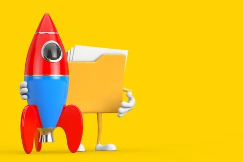 Yellow File Folder Icon Cartoon Person Character Mascot with Cartoon Toy Ro.. Stock Illustration