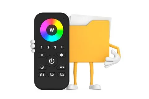 Yellow File Folder Icon Cartoon Person Character Mascot with Infrared Remot.. Stock-Illustration