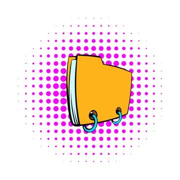 Yellow file folder icon, comics style イラスト素材