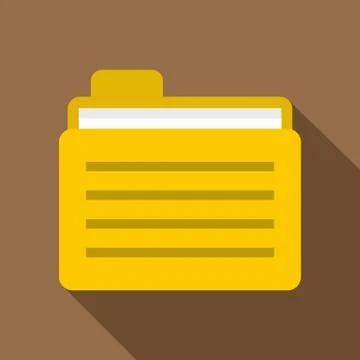 Yellow file folder icon, flat style Illustrazione stock