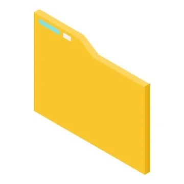 Yellow file folder icon, isometric style Stock Illustration