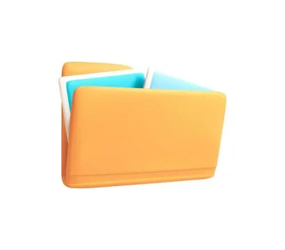 Yellow File Folder with images files 3D Icon Vector Illustration Stock Illustration