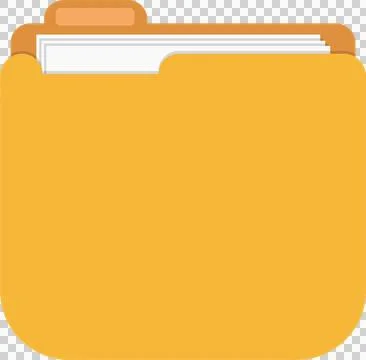 A yellow file folder with a tab containing several white papers for organiz.. Stock Illustration