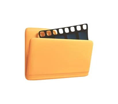 Yellow File Folder with video files 3D Icon Vector Illustration Stock Illustration