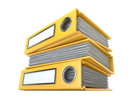 Yellow file folders 3D Stock Illustration