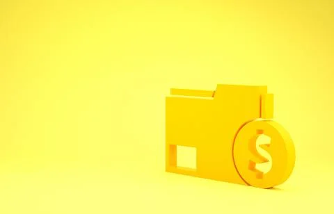 Yellow Finance document folder icon isolated on yellow background. Paper bank Illustrazione stock