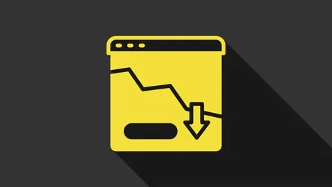 Yellow Financial growth decrease icon isolated on grey background. Increasing Stock Footage 159344451