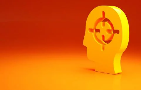 Yellow Finding a problem in psychology icon isolated on orange background. Mi Stock Illustration