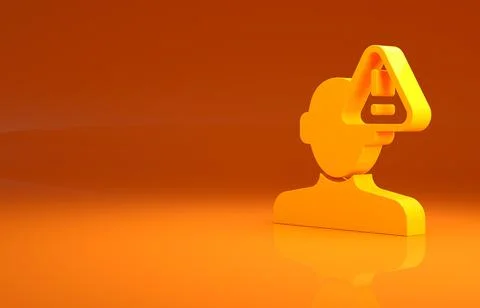 Yellow Finding a problem in psychology icon isolated on orange background Illustrazione stock