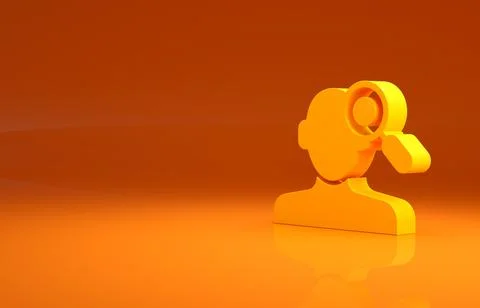 Yellow Finding a problem in psychology icon isolated on orange background Stock Illustration