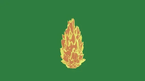A yellow fire on green background and screen with dragon head green screen Vídeos de archivo 335130320