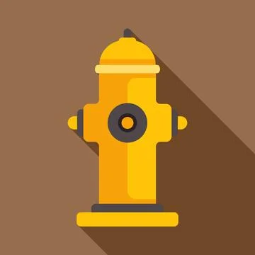Yellow fire hydrant icon with long shadow Stock Illustration