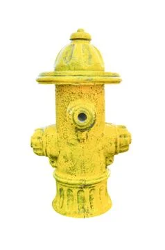 Yellow fire hydrant isolated on white 스톡 사진
