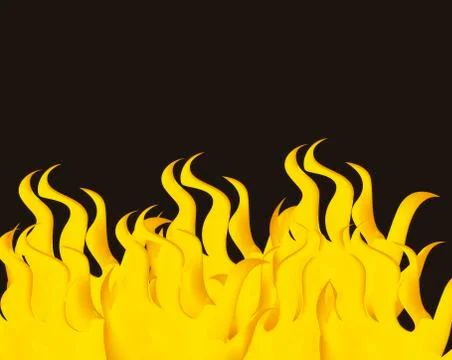 Yellow fire over black background. vector illustration イラスト素材