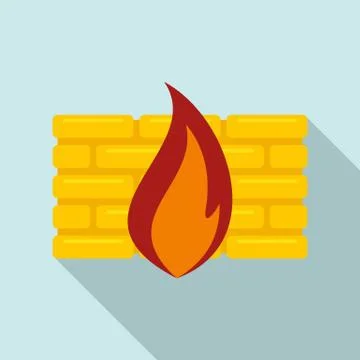 Yellow firewall icon, flat style イラスト素材