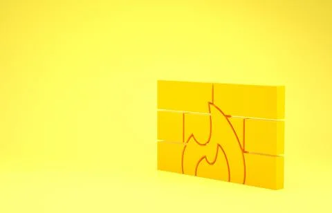 Yellow Firewall, security wall icon isolated on yellow background. Minimalism Illustrazione stock