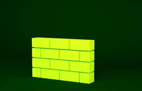 Yellow Firewall, security wall icon isolated on green background. Minimalism  库存插图