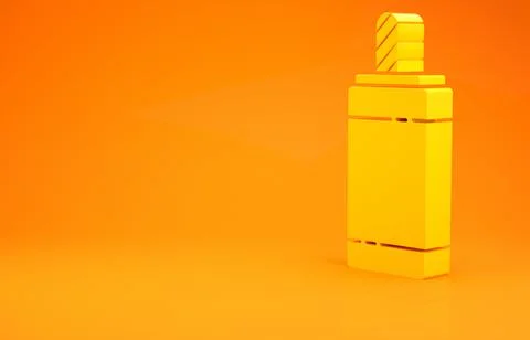 Yellow Firework icon isolated on orange background. Concept of fun party. Exp Stock Illustration