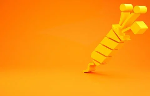 Yellow Firework rocket icon isolated on orange background. Concept of fun par Stock Illustration