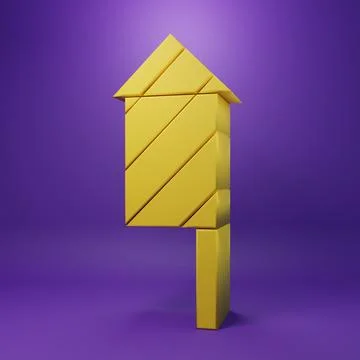 Yellow Firework rocket icon isolated on purple background. Concept of fun p.. Stock Illustration