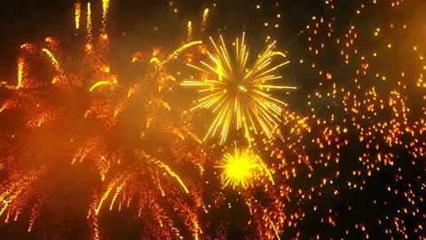 Yellow fireworks Stock Footage 143655490