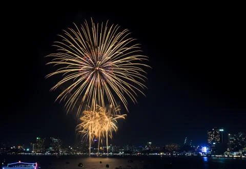 Yellow fireworks Stock Photos