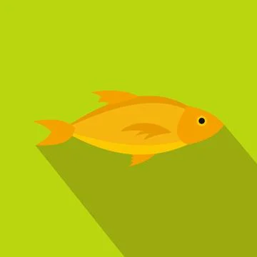 Yellow fish icon in flat style イラスト素材