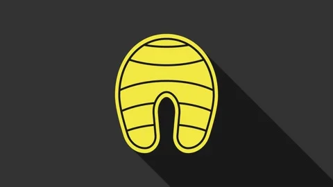 Yellow Fish steak icon isolated on grey background. 4K Video motion graphic Stock Footage 147703758