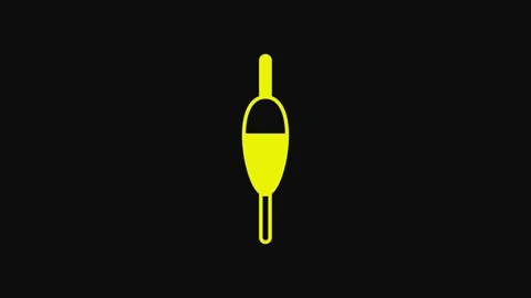 Yellow Fishing float icon isolated on black background. Fishing tackle. 4K Video Stock Footage 233097161