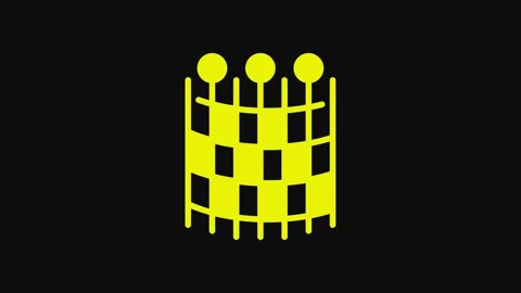 Yellow Fishing net pattern icon isolated on black background. Fishing tackle. 4K Stock Footage 233064191