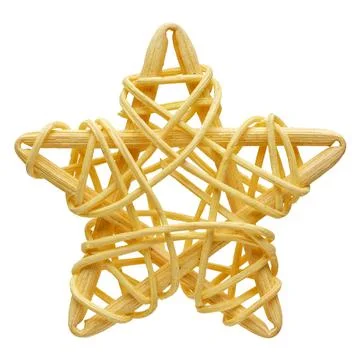 Yellow five-point star, wicker decoration Stock Photos