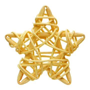 Yellow five-point star, wicker decoration Stock Photos