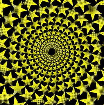 Yellow five-pointed star on black background - vector pattern, Illustrazione stock